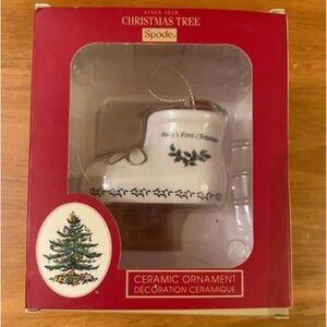 New In Box, Never Opened, Spode Baby’s First Christmas Ceramic Ornament.